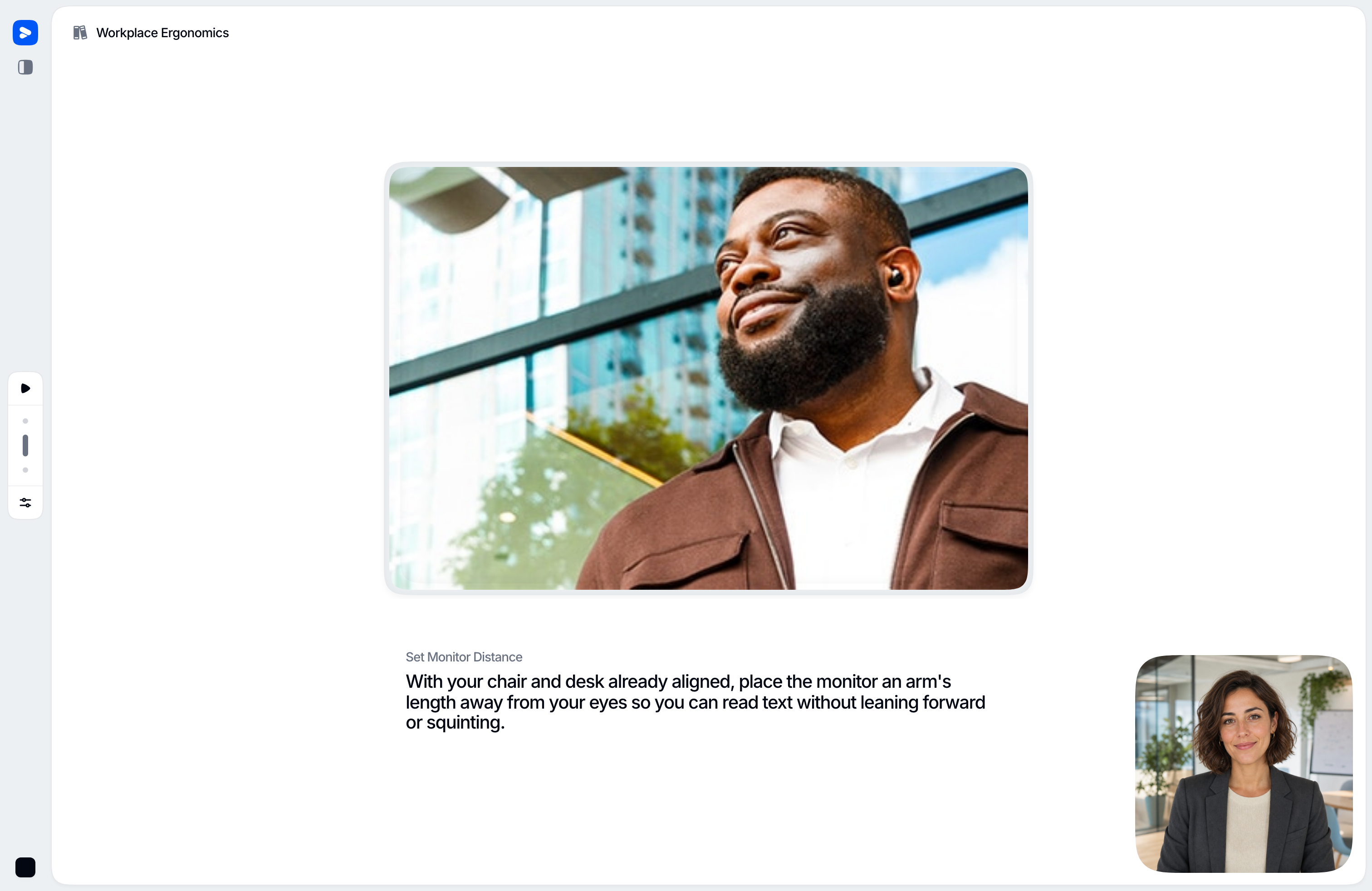 A single scene of a published module as a learner sees it